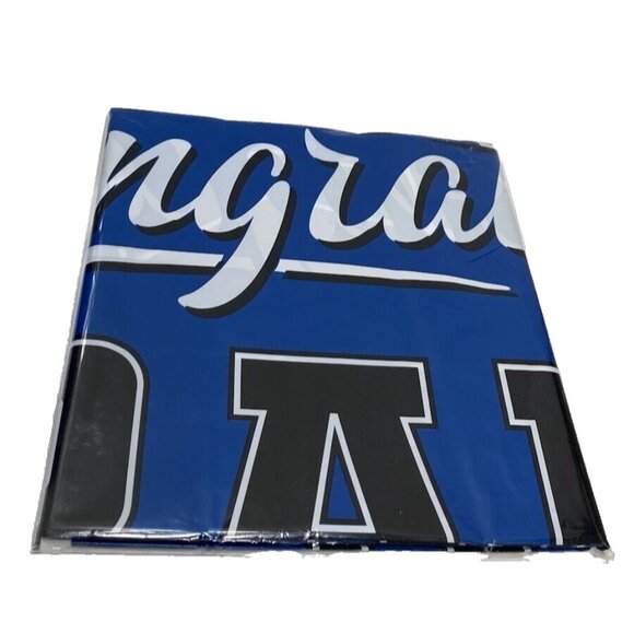Blue Congrats Grad Banner & Rectangular Table Cloth Graduation Party Decor New - Picture 3 of 6